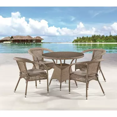 Комплект плетеной мебели Леон-1B T220CT/Y32-W56 Light brown 4Pcs