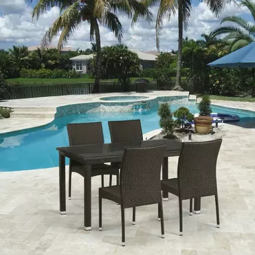 Обеденный комплект плетеной мебели  Афродита     из искусственного ротанга Brown (4+1) + подушки на стульях  