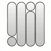 Deko mod.4 Black Сет из 6-ти зеркал 2x35*160, 2х35*125 см, 2хØ35 см