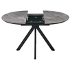 Стол Rufus круглый раскладной 100-130x100x75см, серый керамогранит, черный