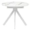 Стол Rufus круглый раскладной 90-120x90x75см, белый мрамор, белый