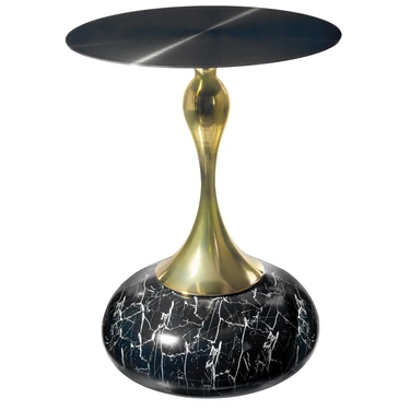 Кофейный столик Angeluska 40x55см, чёрный мрамор, металл