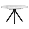 Стол Rudolf круглый раскладной 100-130x100x75см, белый мрамор, чёрный