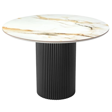 Стол Aura D110, керамогранит Calacatte gold мрамор, чёрный