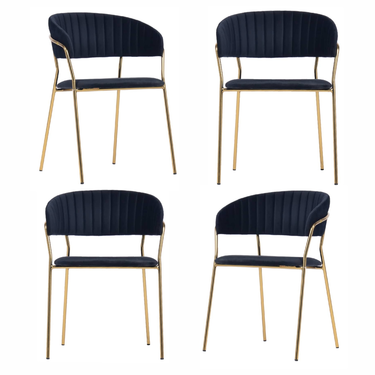 Комплект из 4-х стульев Turner чёрный с золотыми ножками