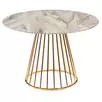 Стол Livertown диам.100см, керамогранит белый мрамор с золотистыми ножками