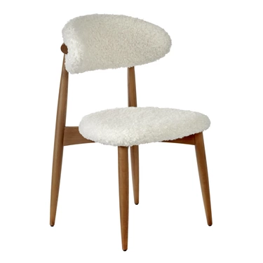 Стул Lucian белый искусственный мех с ножками цвета орех