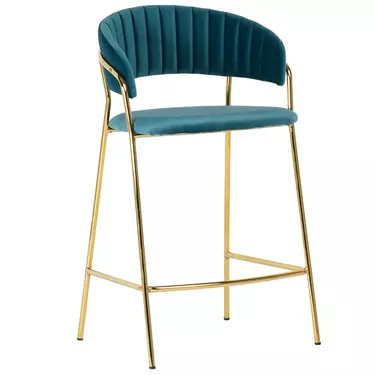 Стул полубарный Turner бирюзовый с золотыми ножками