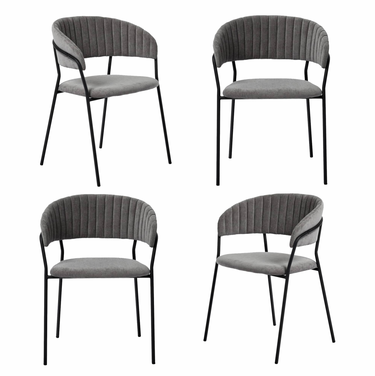 Комплект из 4-х стульев Turner серый вельвет с чёрными ножками