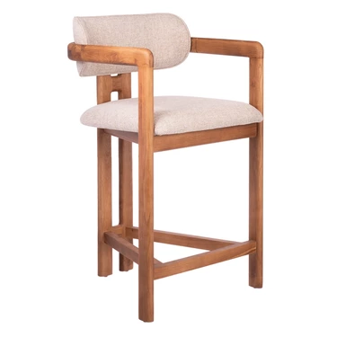 Стул полубарный Rich рогожка латте с ножками цвета орех