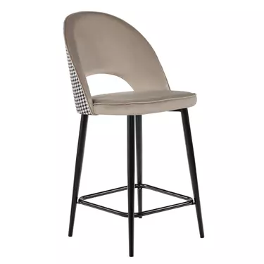 Стул полубарный Leo латте с жаккардом, поворотный механизм