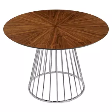 Стол Livertown диам.110см, шпон орех лучевой набор, с хромированными ножками