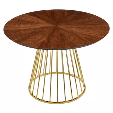 Стол Livertown диам.110см, шпон орех лучевой набор, с золотистыми ножками