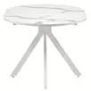 Стол Rufus круглый раскладной 90-120x90x75см, белый мрамор, белый