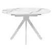 Стол Rufus круглый раскладной 90-120x90x75см, белый мрамор, белый