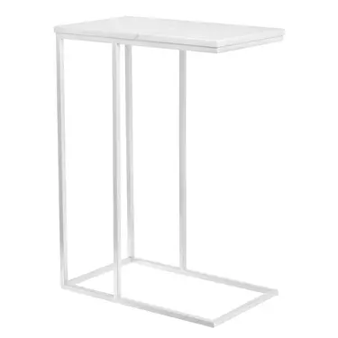 Придиванный столик Lord 50x30см, белый мрамор с белыми ножками