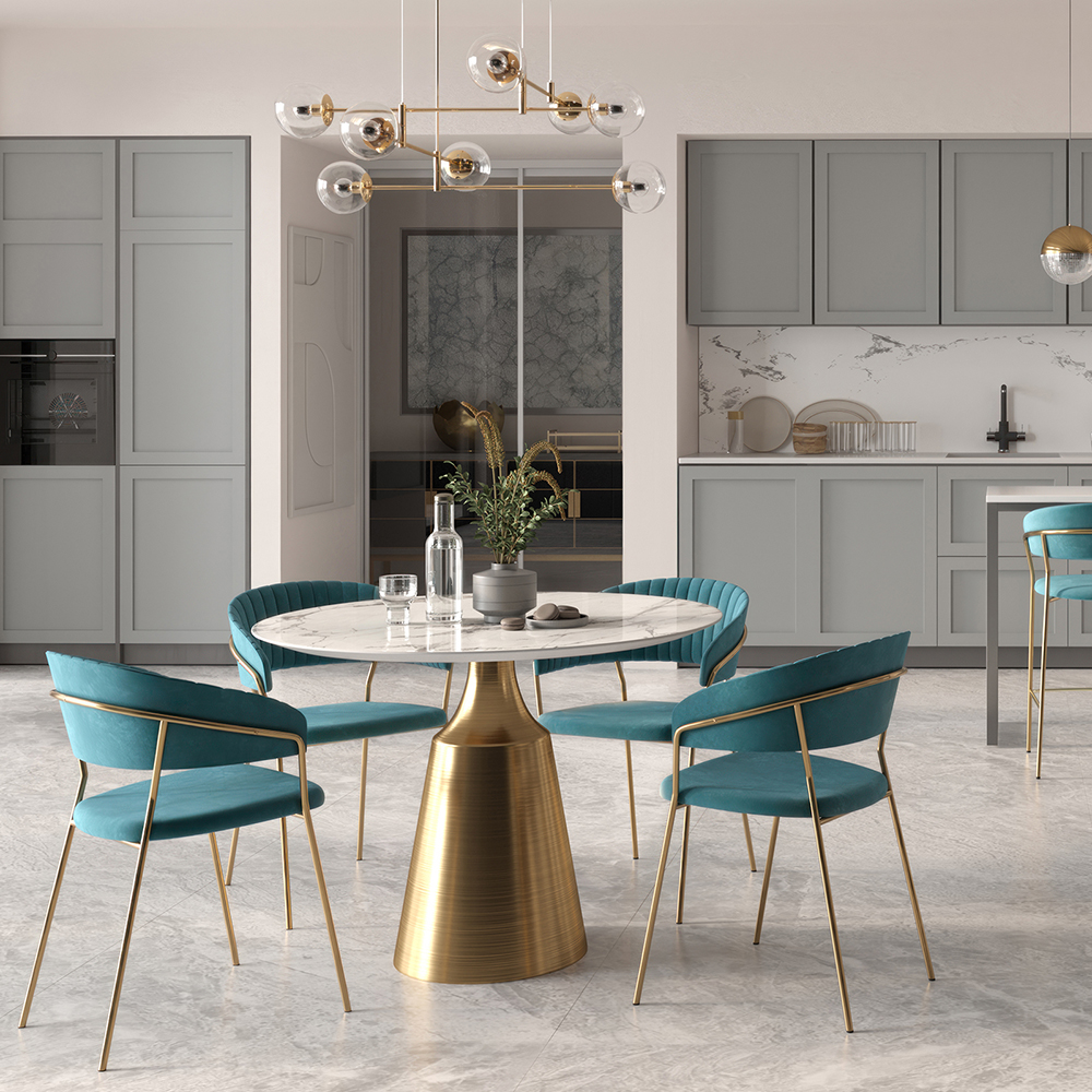 Комплект из 2-х стульев полубарных Turner бирюзовый с золотыми ножками