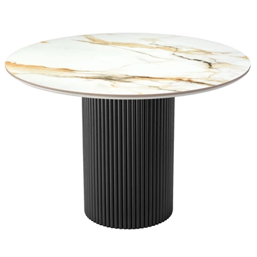 Стол Aura D110, керамогранит Calacatte gold мрамор, чёрный