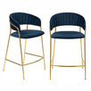 Комплект из 2-х стульев полубарных Turner синий с золотыми ножками