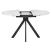 Стол Rudolf круглый раскладной 100-130x100x75см, белый мрамор, чёрный