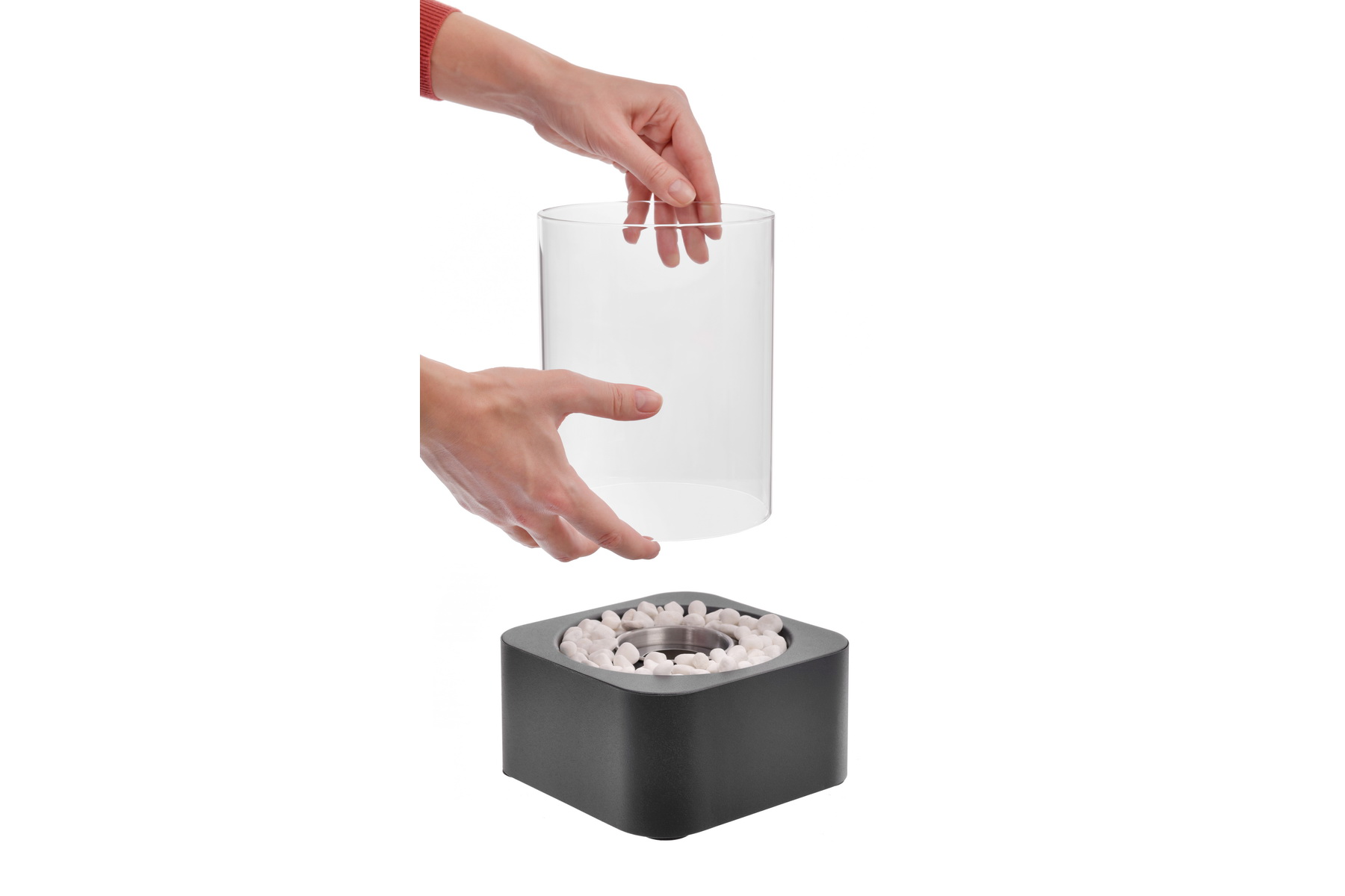 Биокамин настольный "SQUARE", 17x17x25,5 см, из металла, стекла