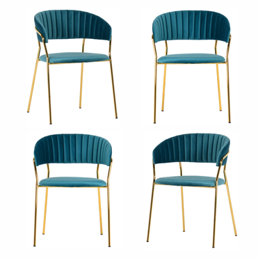 Комплект из 4-х стульев Turner бирюзовый с золотыми ножками
