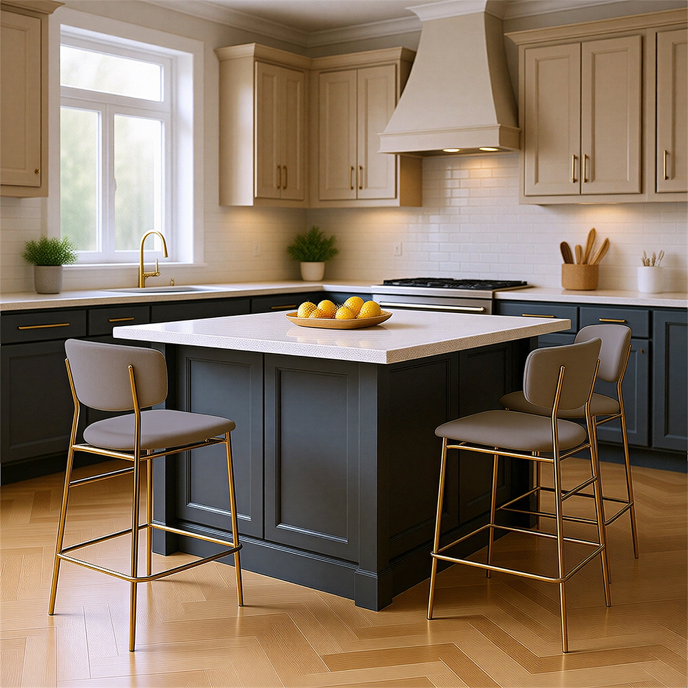 Стул полубарный Elle латте с золотыми ножками