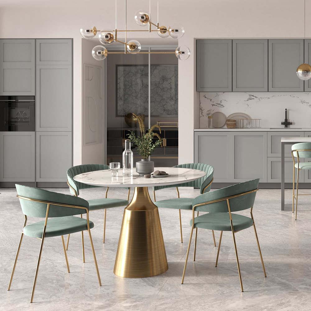 Комплект из 2-х стульев полубарных Turner синий с золотыми ножками