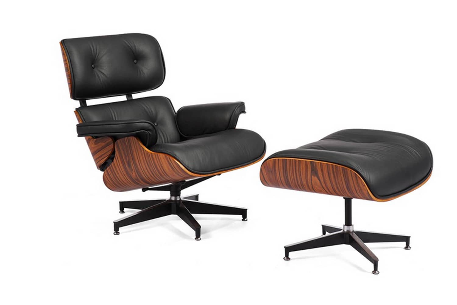 Кресло EAMES LOUNGE CHAIR и оттоманка EAMES LOUNGE CHAIR чёрные