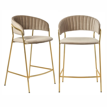 Комплект из 2-х стульев полубарных Turin латте с золотыми ножками