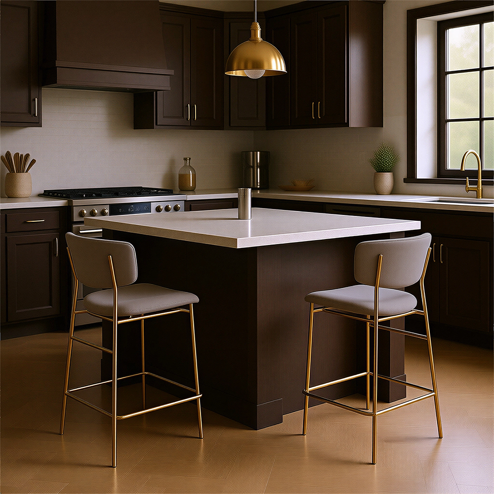 Стул полубарный Elle латте с золотыми ножками