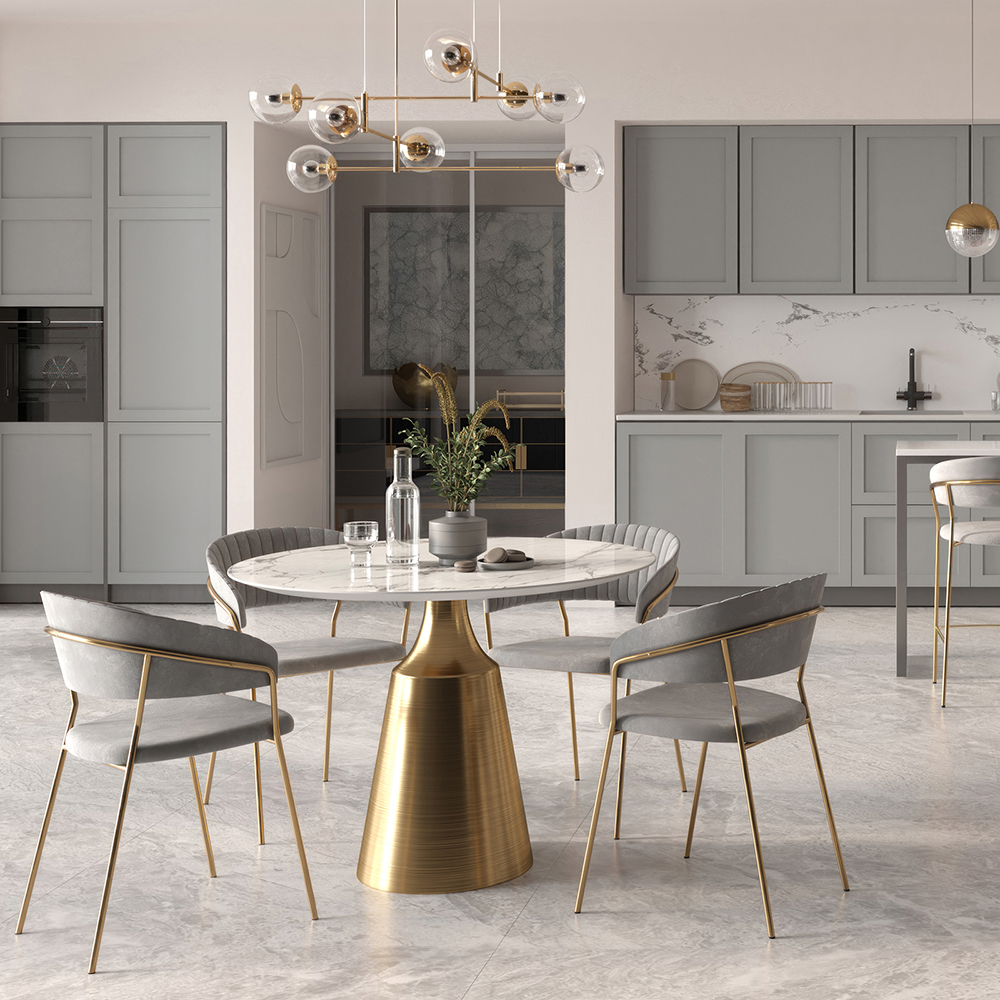 Комплект из 2-х стульев полубарных Turner синий с золотыми ножками