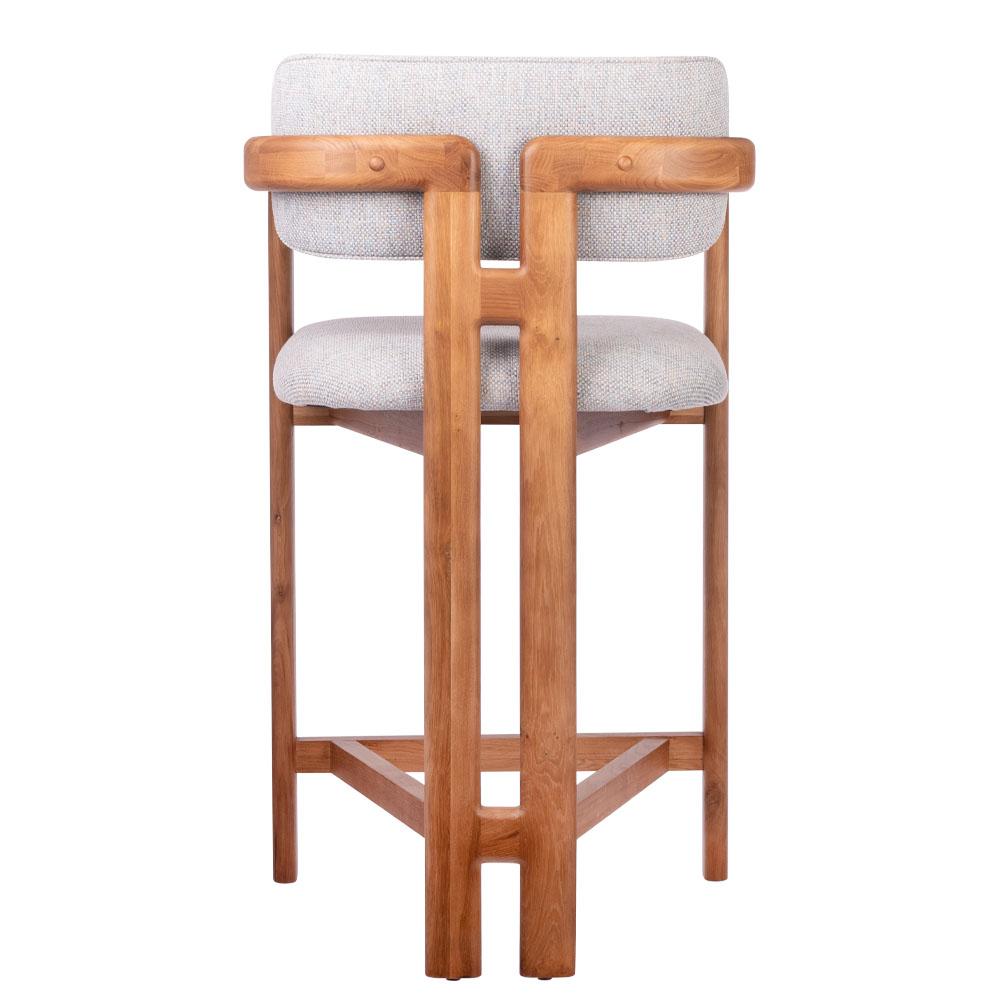 Стул полубарный Rich рогожка бежево-голубая с ножками цвета орех