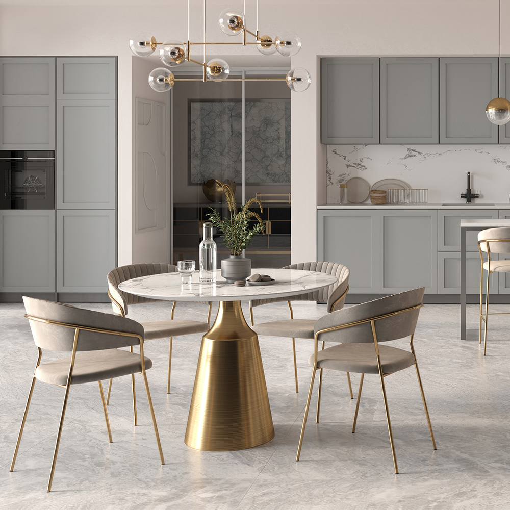 Комплект из 2-х стульев полубарных Turner синий с золотыми ножками