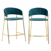 Комплект из 2-х стульев полубарных Turner бирюзовый с золотыми ножками