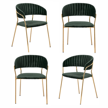 Комплект из 4-х стульев Turner зеленый, золотые ножки