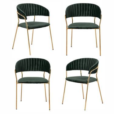Комплект из 4-х стульев Turner зеленый, золотые ножки