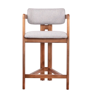 Стул полубарный Rich рогожка бежево-голубая с ножками цвета орех