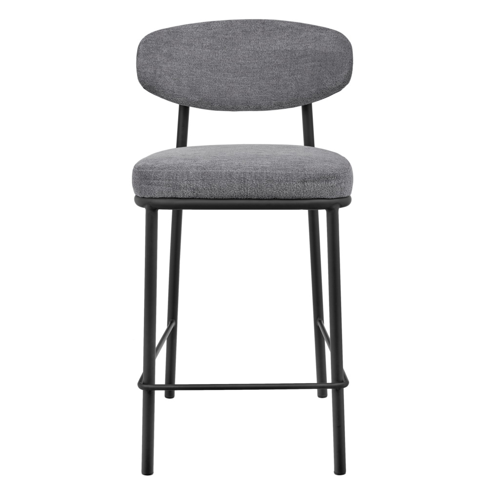 Стул полубарный Lucas 2 серый шенилл с чёрными ножками