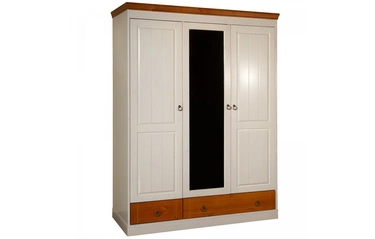 Шкаф белый с зеркалом Дания 3ств №1