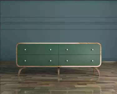 Комод с 4 ящиками большой с изумрудными накладками