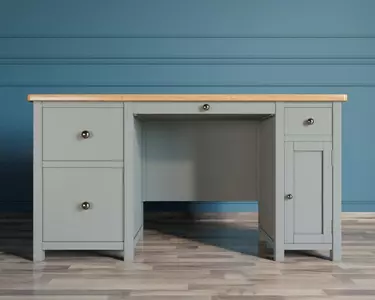 Большой рабочий стол "Jules Verne" с узкой тумбой серый