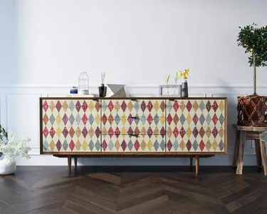 Комод массив "Bruni print" с тремя ящиками и дверками