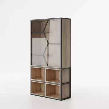 Стеллаж со стеклом лофт 04-02