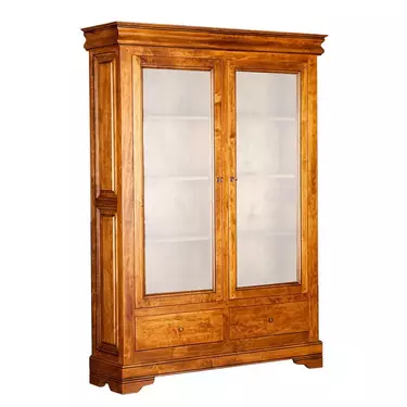  Шкаф массив дуба  Луи Филипп с витриной ОВ 02