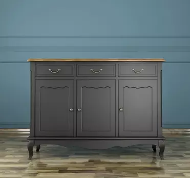 Комод 3 ящика массив "Leontina Black" (3 ящика и 3 двери)