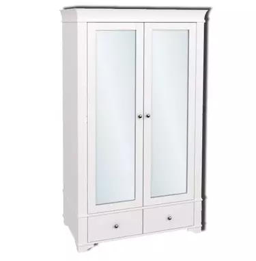 Шкаф массив сосны Бейли 2-ств с зеркальными дверями белый воск