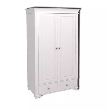 Шкаф белый 2 ящика Бейли 2-ств белый воск