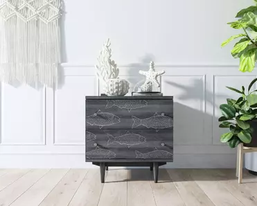 Комод серый 2 ящика "Boho" с рыбами