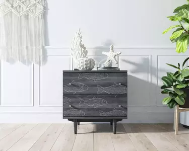 Комод серый 2 ящика "Boho" с рыбами